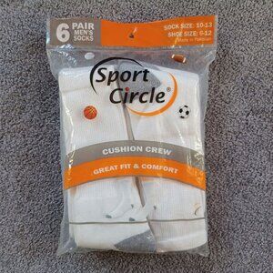 𝙎𝙥𝙤𝙧𝙩 𝘾𝙞𝙧𝙘𝙡𝙚 Cushion Crew Socks Size 10-13 White (6 Pairs)